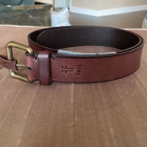 Frye Men's Brown Leather Belt Square Buckle